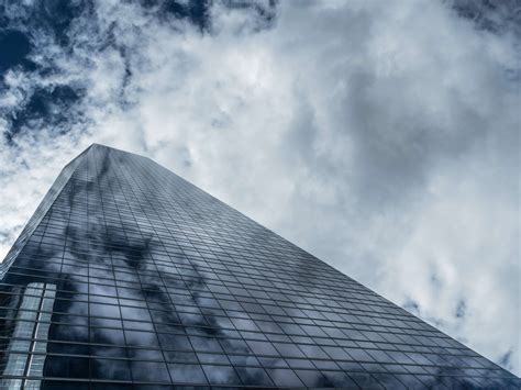 Architecture Building Clouds Glass Low Angle Shot Perspective