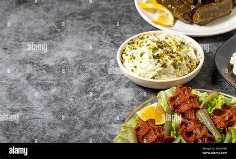 Traditional Turkish And Greek Dinner Appetizer Table Mediterranean