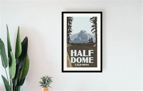 Half Dome Yosemite Poster National Park California Print Etsy