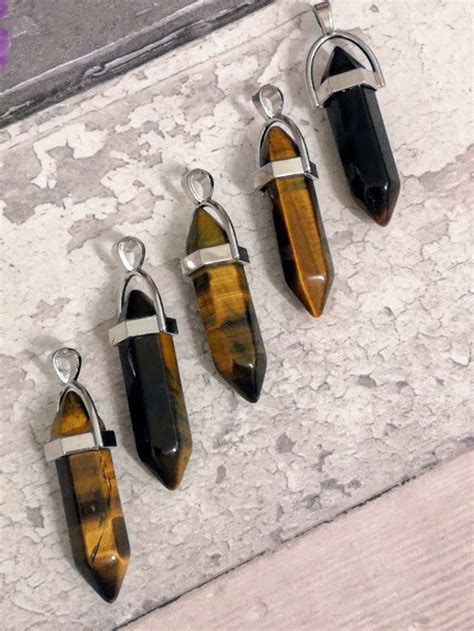 Tigers Eye Necklace Crystal Necklace Tigers Eye Pendant Etsy