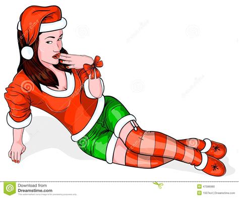 Christmas Pin Up Girl Stock Vector Illustration Of Seductive 47586980