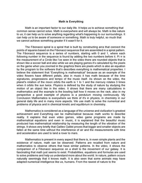 Math Reflection Paper Lecture Notes 5 Math Is Everything Math Is An