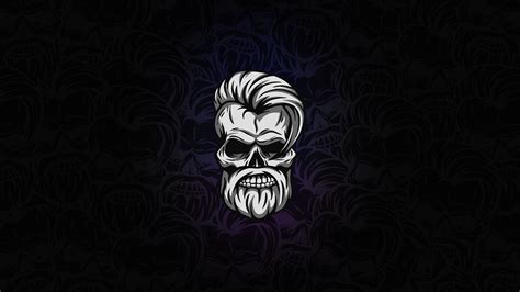 Skull Beard Artist Artwork Digital Art Hd 4k Minimalism