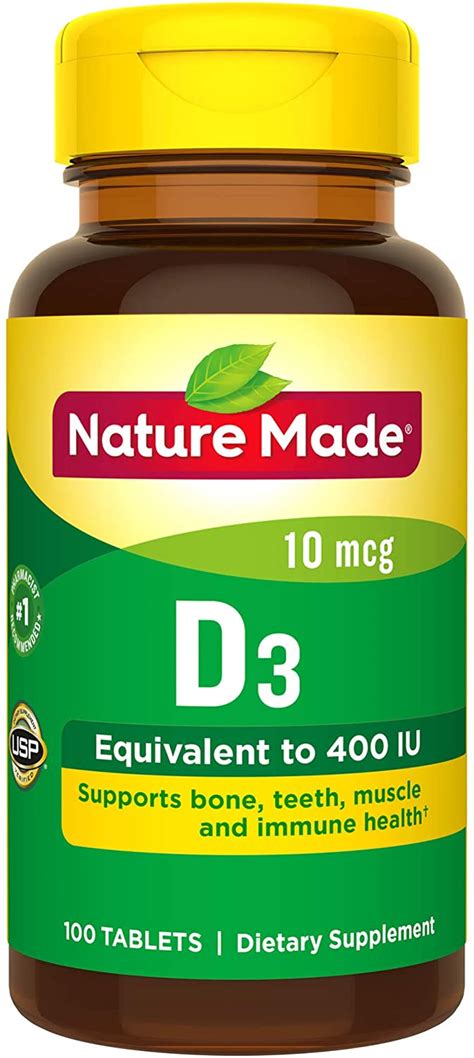 May 26, 2021 · vitamin d3 is an essential vitamin that your skin produces in response to sunlight exposure. Nature Made Vitamin D3 400 IU (10 mcg) Tablets, 100 Count ...