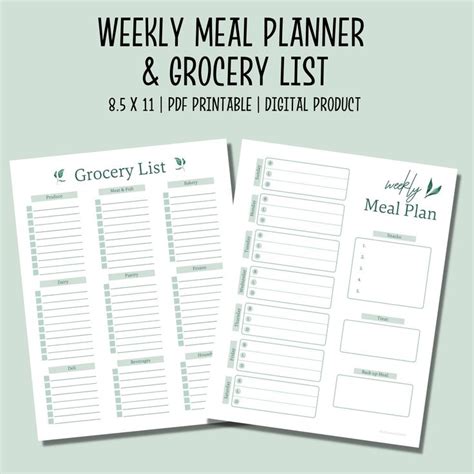 The Printable Meal Planner And Grocery List Is Shown On Top Of A Green