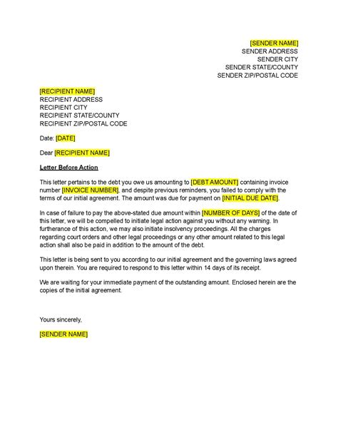 letter before action template free download easy legal docs