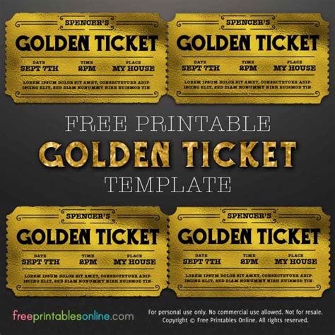 Golden Ticket Template Ticket Template Free Templates Printable Free