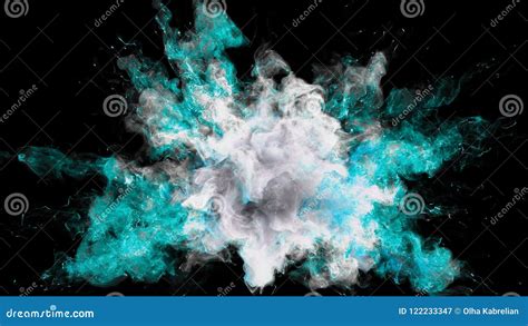 Color Burst Colorful Cyan Grey Smoke Explosion Fluid Particles Alpha