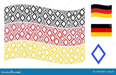 Waving Germany Flag Collage Of Contour Rhombus Items Stock Vector