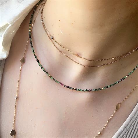 Minimalist Emerald Necklace Real Gemstone Aesthetic Etsy