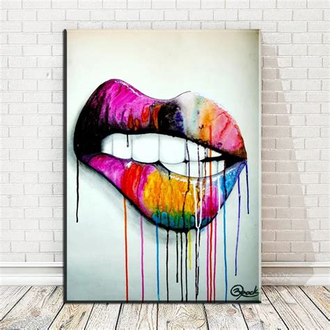 Xx3490 Pop Art Canvas Painting Abstract Colorful Sexy Lips Wall Art