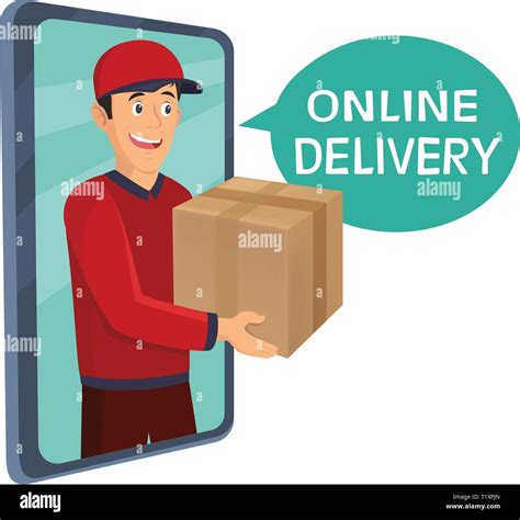 Online Delivery Service Vector Illustration Concept Young Man Courier