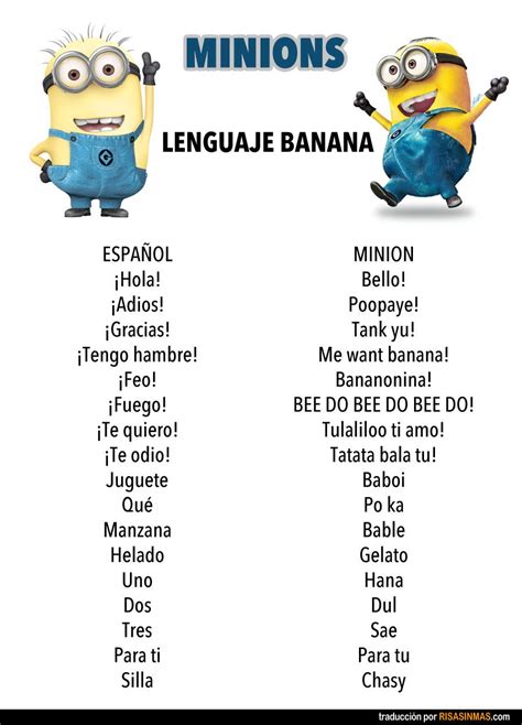 Lenguaje Banana De Los Minions Risa Sin Más Minions Language Kawaii