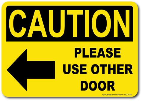 Caution Please Use Other Door Sign W Left Arrow Safety Signage
