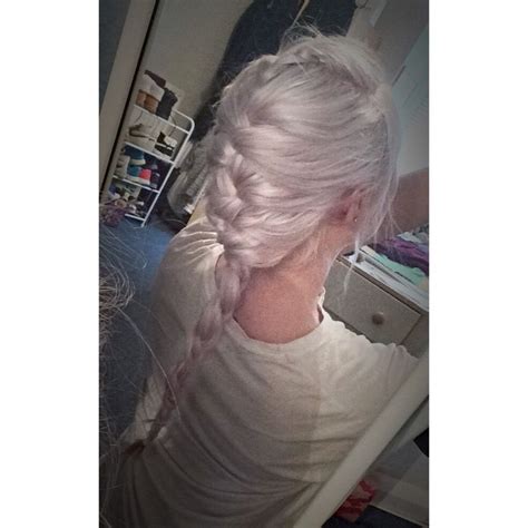 Liese prettia bubble hair dye #french beige, brand: French Braid first attempt on silver hair - Bleach London ...