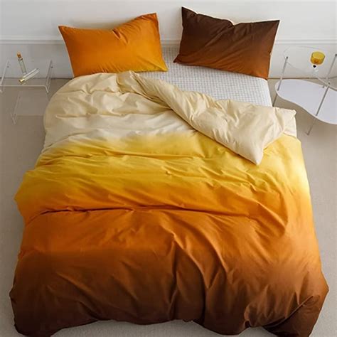 Houseri Orange Gradient Comforter Set Queen Cream Yellow