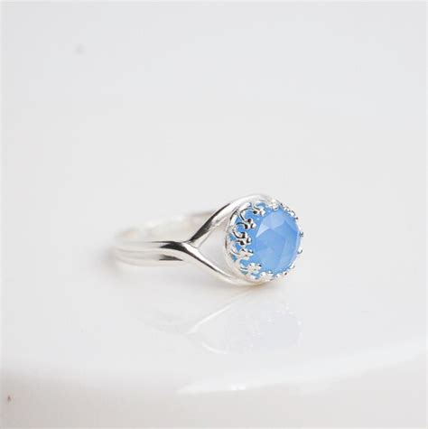 Blue Chalcedony Gemstone Ring Sterling Silver By Redtruckdesigns