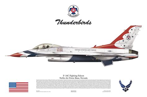 Aviation Art Profile Print F 16c Viper Thunderbirds Usaf Usaf