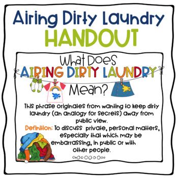 Dirty laundry (don henley song) dirty laundry (bitter:sweet song) dirty laundry — noun a) unflattering facts or questionable activities that one wants to remain secret. Gossip and Rumors Airing Dirty Laundry Sort by The School ...
