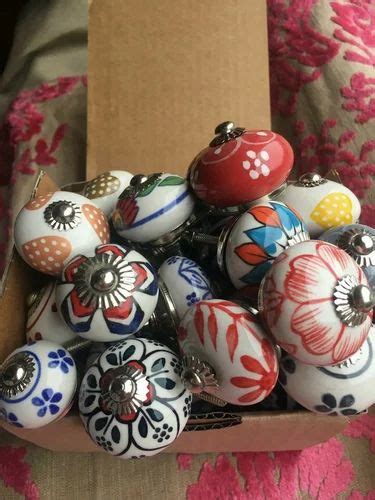Multicolor Rn Blue Art Potteries Ceramic Hand Painted Knobs At Rs 40