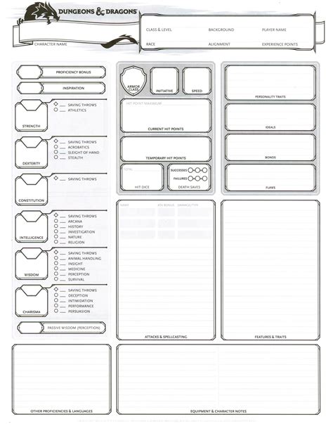 Dd 5th Edition Character Sheet Printable Images And Photos Finder