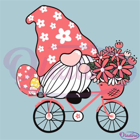 Gnome Easter Riding Bicycle Svg File Gnome Easter Svg