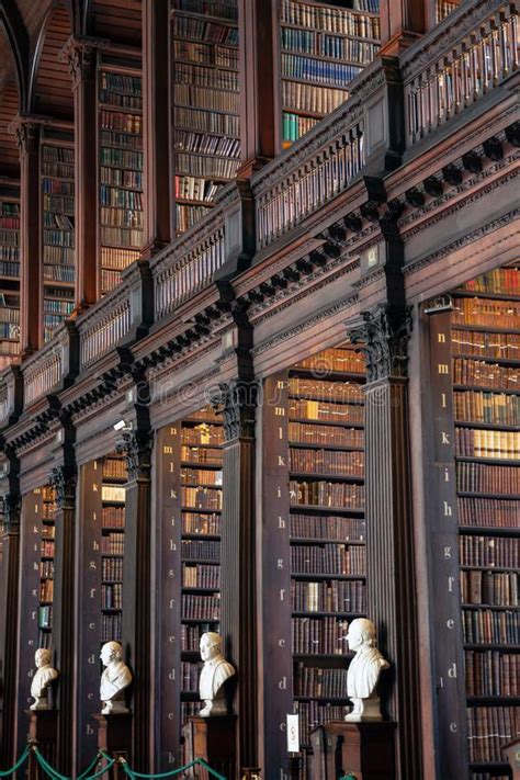 Vintage Library With Shelves Of Old Books In The Long Room In The