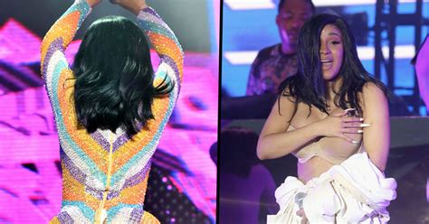cardi b performs in bathrobe at concert after outfit splits 22 words