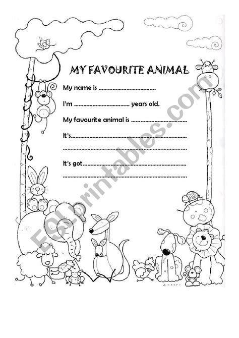 My Favourite Animal Esl Worksheet By Ancri