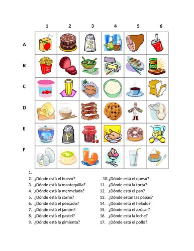 Comida Food In Spanish Find It Worksheet Distance Learning Teaching
