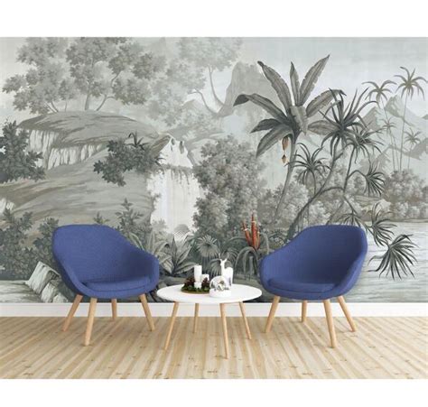 Custom Size Wallpaper Mural Retro Rainforest Banana Leaves Bvm Home