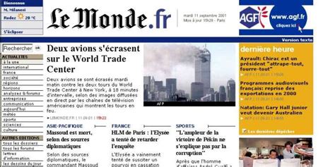 11 Septembre 2001 Le Premier Article Du Monde Fr Sur Les Attentats