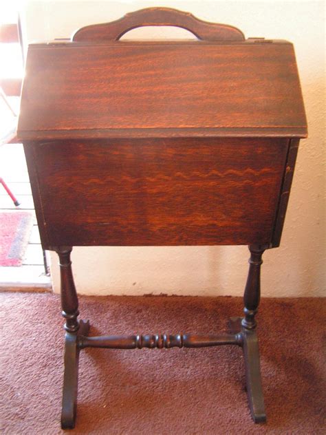Antique Wood Wooden Sewing Cabinet Sewing Stand Turned Legs