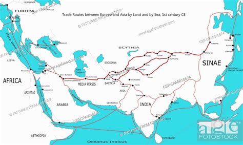 World Map Of Trade Routes Between Europe And Asia By Land And By Sea C