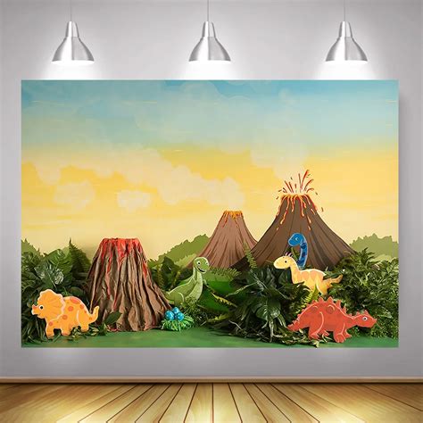 Photography Backdrop Dinosaur Jungle Forest Photocall Cartoon Jurassic