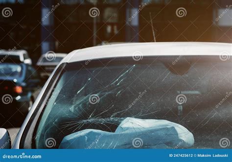 Broken Windshield From Car Accident Stock Photo Image Of Danger