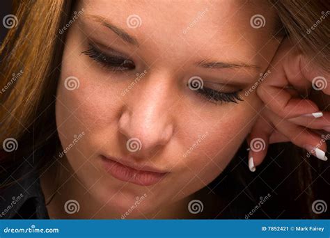 Serious Young Woman Looking Down Stock Image Image Of Gloomy Person