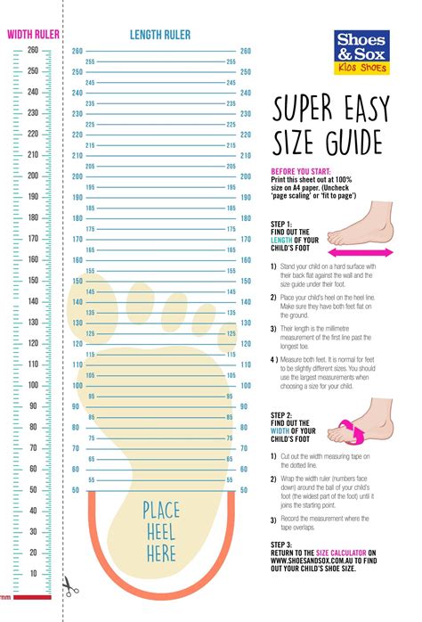Printable Kids Shoe Size Chart Printable World Holiday