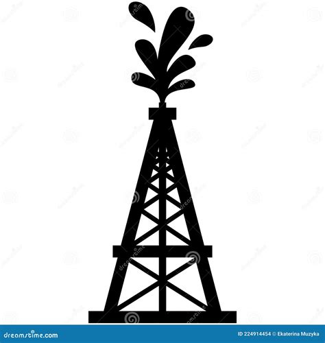 Oil Rig Vector Gas Platform Industry Icon Silhouette Stock Vector