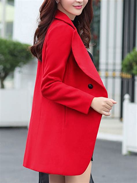Red Long Slim Date Night Wool Button Coat Style V101719 Vedachic