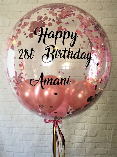 Maybe you would like to learn more about one of these? Personalised Pink and rose gold confetti balloon/inflated ...