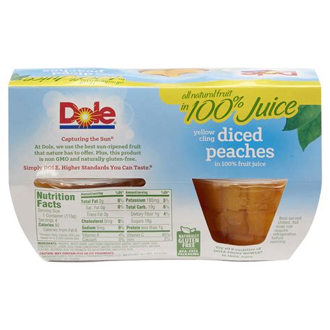Dole Diced Peaches In Juice 4 Count Fruit Cups Meijer Grocery