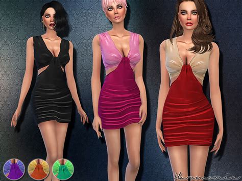 Velvet Cut Out Bodycon Dress The Sims 4 Catalog