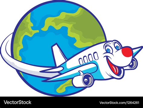 Cartoon Plane Flying Around The Globe Royalty Free Vector