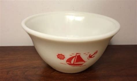 Vintage Mckee Red Ship Sailboat Mixing Bowl Nesting 8 Antique Price