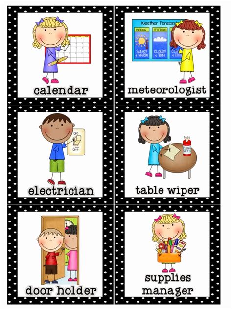 Classroom Helper Chart Free Printables Preschool Job Helper Clipart