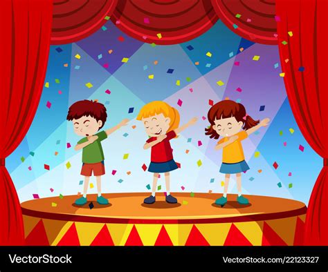 Group Children Perform On Stage Royalty Free Vector Image