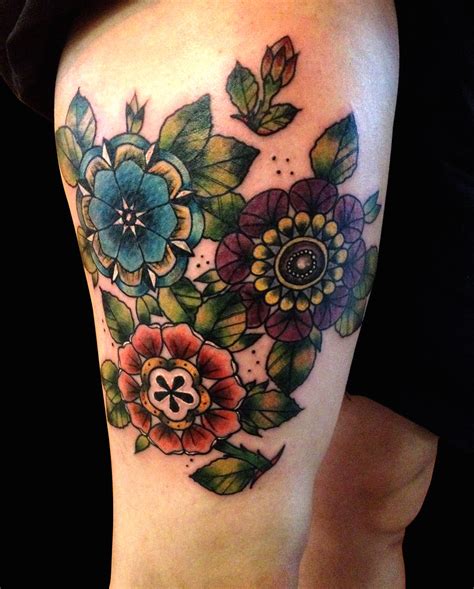 Neo Traditional Flowers By Ollie T2 Kaleidoscope Tattoo Flickr