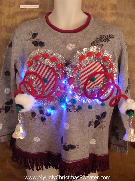 crazy tacky christmas naughty sweater with lights my ugly christmas sweater
