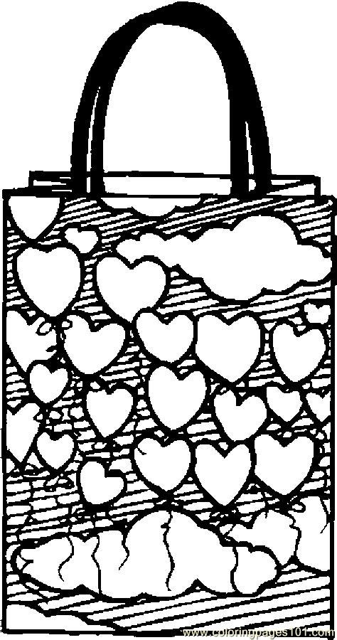 Gift Bag Hearts Coloring Page for Kids - Free Valentine's Day Printable